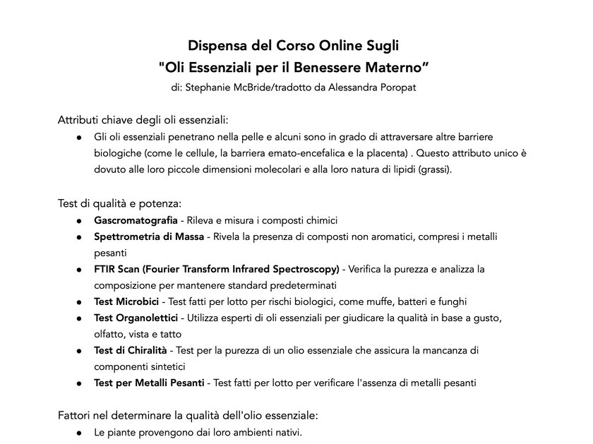 Certificazione Aromabirth Essentials (Italiano)