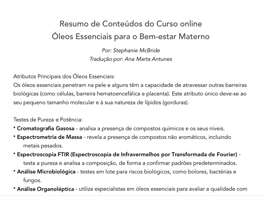 Certificação Aromabirth Essentials (Português)